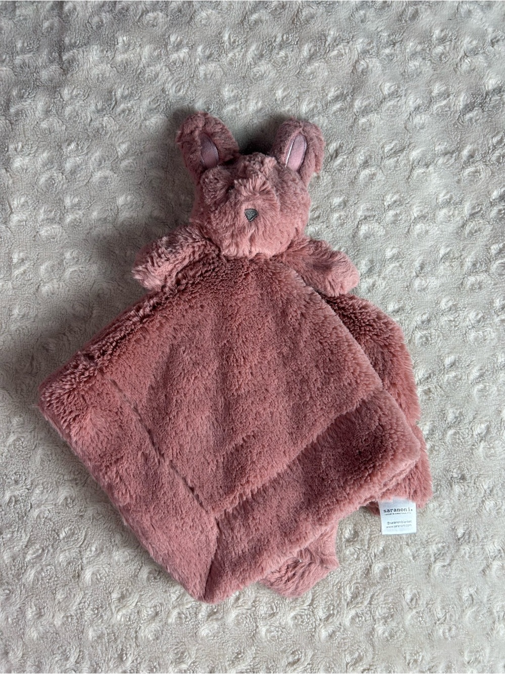 Saranoni Pink Bunny Rabbit Lovey Security Blanket Plush Baby Toy